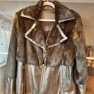 Rabbit  Fur and Leather Women's Coat
